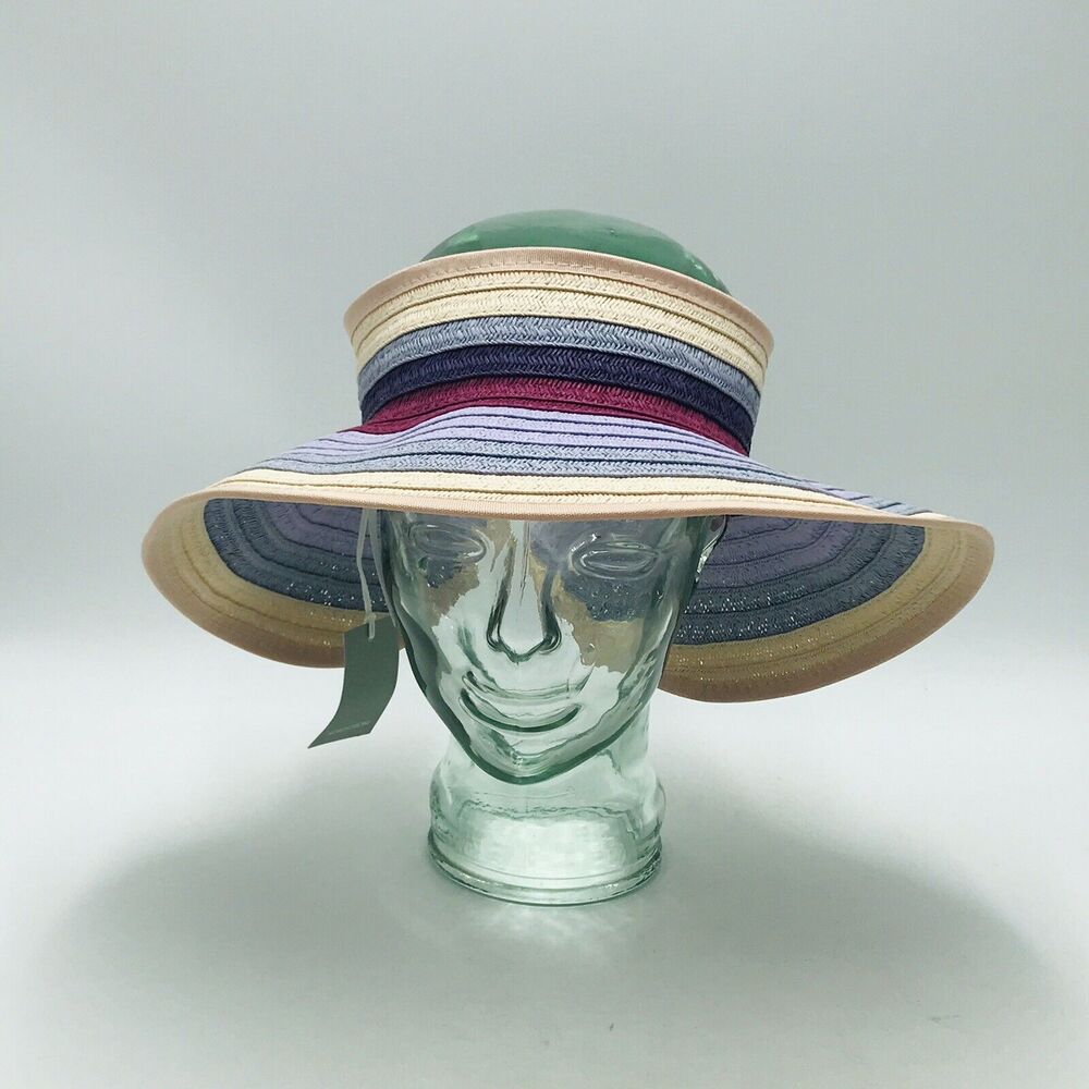 Nordstrom Sun Hat Packable Rollable Purple Combo Straw New